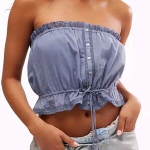 NEW Free People Wistful Daydream Tube Top Womens Small Blue NWOT